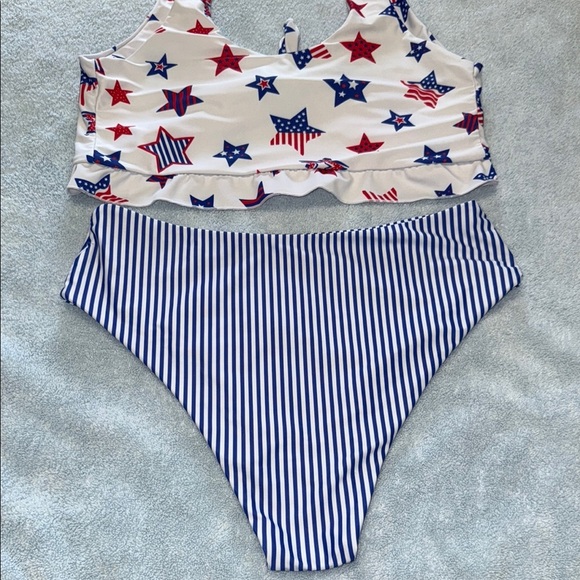 Zaful Star and Stripe Bikini - Red, Blue, White - Picture 5 of 6